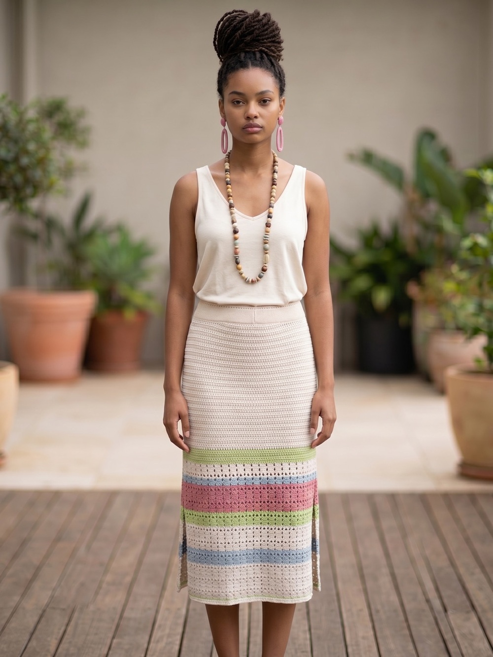 NWT | Free People | Cream Crochet Midi Skirt | Size Small